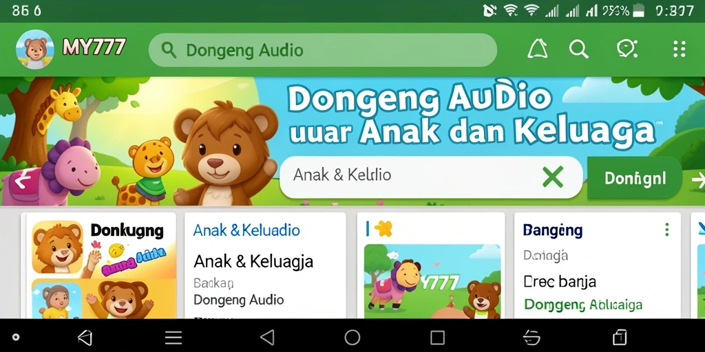 Tampilan antarmuka aplikasi MY777 yang ramah dan menarik untuk anak-anak.