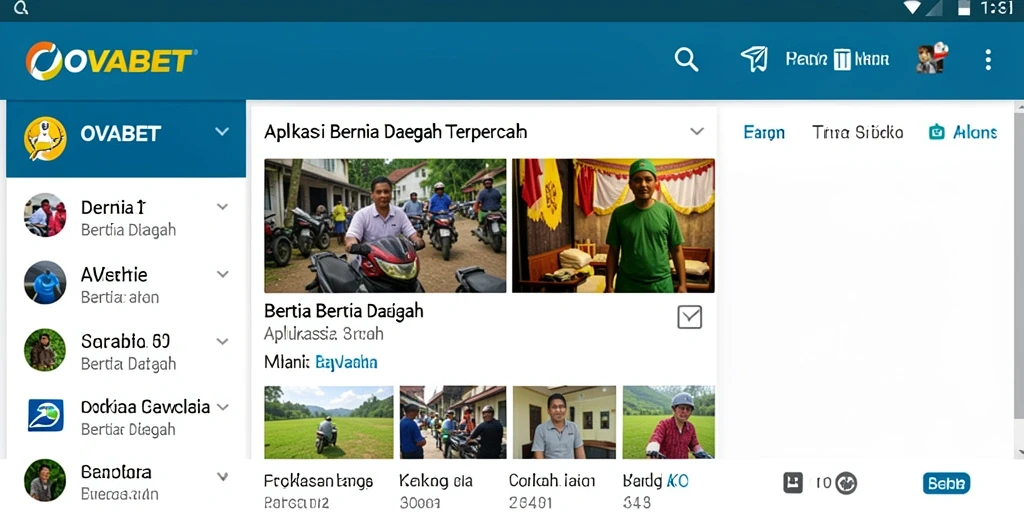 Tampilan antarmuka aplikasi berita daerah OVABET yang informatif.