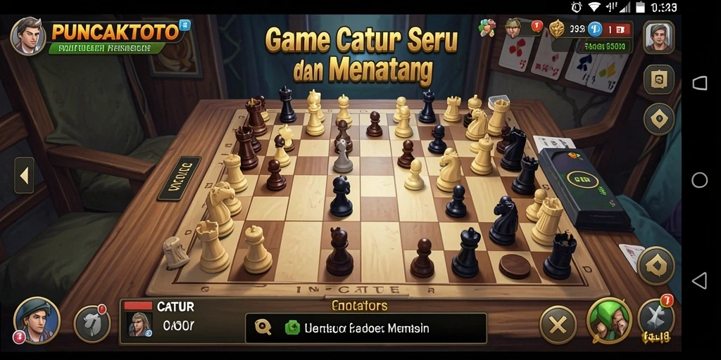 Tampilan antarmuka PUNCAKTOTO saat bermain catur.