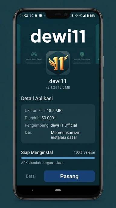 Tampilan halaman APK dewi11