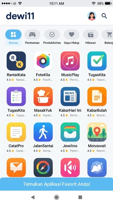 Tampilan katalog aplikasi dewi11