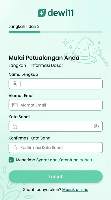 Tampilan halaman daftar dewi11